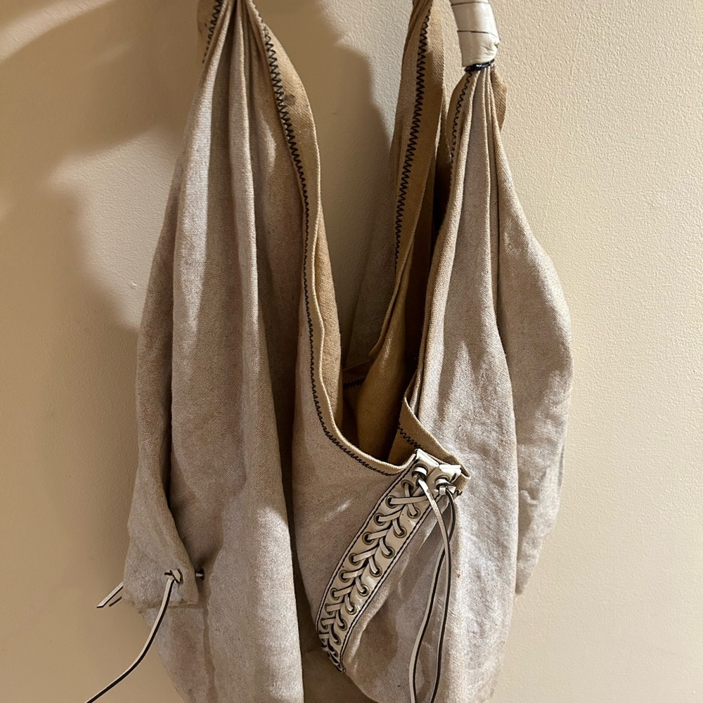 Large OrYANY Heather Boho Canvas and leather Shoulder Bag.